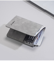 Dompet Kulit PU Pria dengan Logo Custom, Dompet Lipat Dua Saku Depan, Dompet Tipis untuk Kartu, Dompet Kulit Bermerek untuk Pria