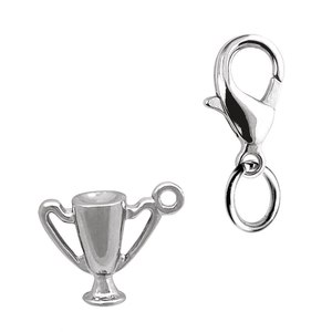 Ciondolo Religioso Artigianale CHARM 'CUP' 15x8 mm in Oro e Oro Rosa con Diamanti, Placcato in Rodio e Oro per Regali - Product Image 1