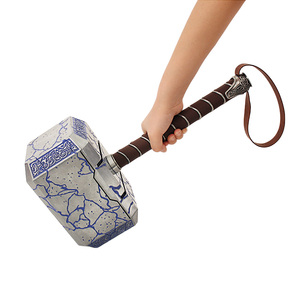 Marteau de <span class=keywords><strong>Thor</strong></span> en métal, alliage de zinc massif, 43 cm, réplique grandeur nature de Mjolnir, gravure de runes bleues craquelées, pour collection de bureau - Product Image 6