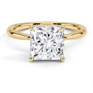 Anillo de Diamante con Corte Princesa, Chapado en Oro de 18K y 14K, Anillo de Compromiso con Diamante CVD Solitario, Anillo de Diamante de Plata de Ley 925 para Mujer - Product Image 1