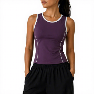 Women's Square Knitted Tank <b>Top</b> Stretch Fitness Yoga Vest OEM ODM Private Label Wholesale Manufacturer Athletic Summer <b>Top</b> Hole - Product Image 1