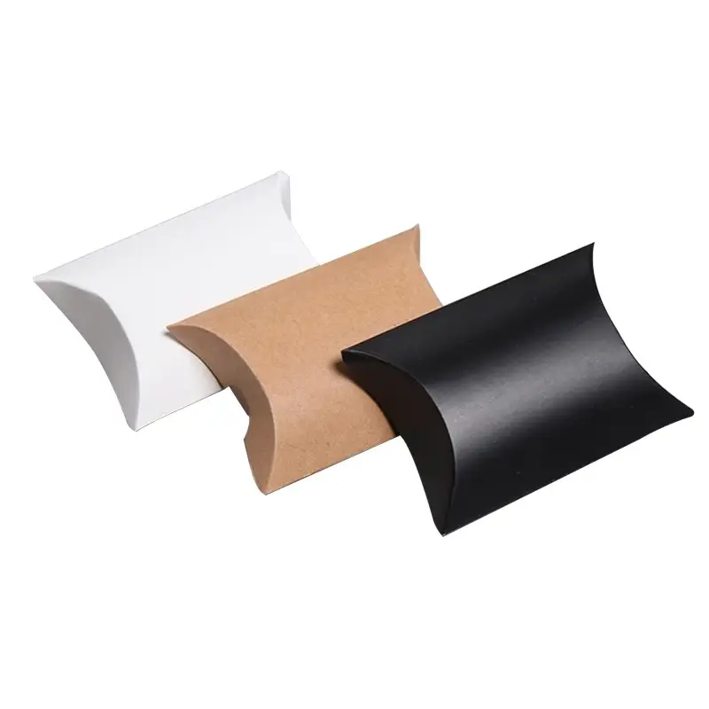 Cardboard brown chocolate/candy small paper pillow box packaging Foldable Shape Wedding Favor Gift Pillow Box
