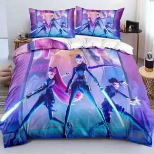 Parure de draps imprimés dessin animé 3 pièces Kpop Demons 180x200cm Queen Size 3D Hunters Rumi <span class=keywords><strong>Zoey</strong></span> – Ensemble de literie personnalisé - Product Image 2