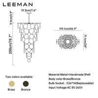 Lustre suspendu de luxe E26 LED à hauteur réglable pour plafond haut, escalier, salon, chambre, villa, décoration moderne