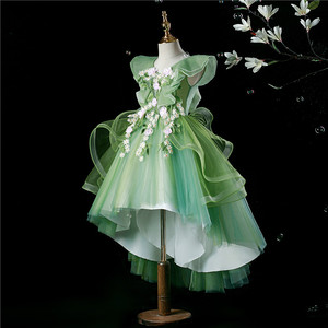 Vestido de Princesa con Temática Forestal para Niñas, Vestido de Alta Gama para Cumpleaños, Presentaciones de Piano, Dama de Honor, Tul, Primavera/Verano - Product Image 2