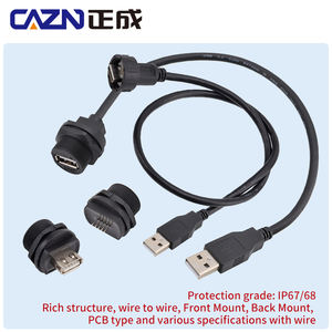 E13USB2.0バックマウントメスソケットからオス/メスエンド0.3M 0.5M 1M 2M 3Mダストキャップ付きIP68 - Product Image 3