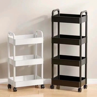 Étagère de rangement de cuisine mobile en plastique PP multicouche avec roulettes, organisateur pour espaces étroits, présentoir pour vaisselle et articles divers
