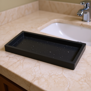 Plateau de rangement en silicone 30 cm x 12,5 cm, rectangulaire, antidérapant, pour salle de bain et cuisine, organisateur à compartiment unique avec solution de drainage - Product Image 2