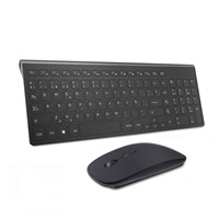 Set Keyboard dan Mouse nirkabel, 2.4G Multimedia Mini ukuran penuh untuk komputer Notebook Laptop Desktop