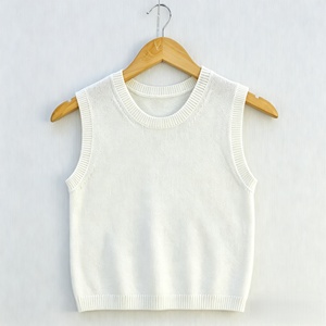 เสื้อกล้ามถักผ้าฝ้าย BCI สำหรับผู้หญิง เสื้อสเวตเตอร์คอกลมแบบลำลองสำหรับฤดูร้อน - Product Image 2