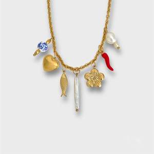 Collana con Catena in Acciaio Inox Fai-da-Te per Donne, Ciondoli a Forma di Stella, Luna, Corno, Ciliegia, Occhio Malvagio per Regali di Anniversario - Product Image 1
