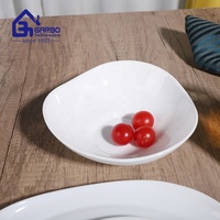 Service de table en opale de forme irrégulière pour la maison Verrerie en opale de table Assiettes Assiettes à soupe en opale Bols à salade Creux Verrerie en opale