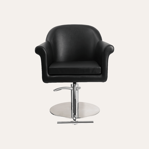 Fauteuil de Barbier Moderne Noir Style Baignoire avec Base Hydraulique Ronde Chromée et Coussin Amovible – Chaise de Coiffure Professionnelle pour Salon - Product Image 4