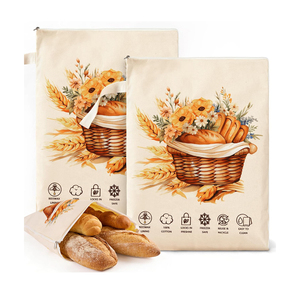 ถุงใส่ขนมปังแบบซิปทรงตัวแอล ปลอดภัยสำหรับช่องแช่แข็ง ระบายอากาศได้ดี ทำจากผ้าฝ้ายเคลือบขี้ผึ้ง สำหรับขนมปังซาวโดว์ ถุงใส่ขนมปังแบบใช้ซ้ำได้สำหรับขนมปังโฮมเมด แพ็ค 2 ชิ้น - Product Image 1