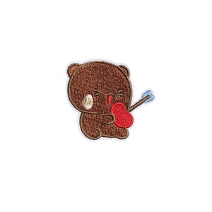 Parche de Tela de Sarga con Bordado de Osito en Forma de Corazón, Autoadhesivo y con Diseño de Dibujos Animados - Product Image 1