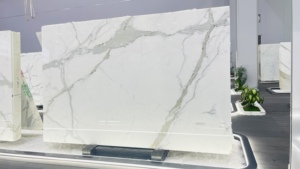 Sang trọng calacatta trắng đá cẩm thạch bàn làm việc gạch cho biệt thự khách sạn đảo nhà bếp bàn ăn hàng đầu - Product Image 5