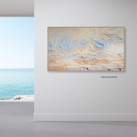 Peinture 3D minimaliste de l'océan sur toile Terre Tonalité Vagues Art Texture Art Mural Peinture de salon Décoration de chambre tendance