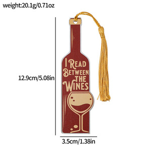 Marcapáginas Creativo con Forma de Botella de <span class=keywords><strong>Vino</strong></span>, con Borla, Texto Divertido, Marcapáginas Gótico de Acero Inoxidable - Product Image 2