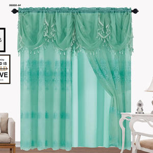 Wholesale <strong>Ready</strong> <strong>Made</strong> Luxury Beautiful Fabric Living Room Window Curtains With Embroidery and Valance Tulle - Product Image 4