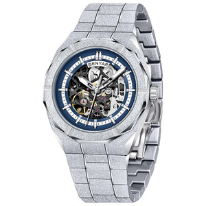 Orologio Automatico da Uomo Benyar 5212 di Lusso con Quadrante Scheletrato Effetto Polvere di Stelle, Lancette Luminose, Impermeabile 3BAR, Cinturino in Acciaio Inossidabile - Product Image 2