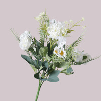 Bouquet de fleurs artificielles en plastique, roses réalistes, bouquet décoratif pour Pâques, bureau, jardin, décoration de la maison, personnalisable