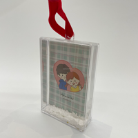 Cadres liquides scintillants suspendus en gros avec corde, logo personnalisé, cadre d'ornement liquide promotionnel de Noël avec cordon pour la décoration des fêtes