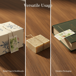 Étiquettes de vêtements personnalisées, cartes à logo en relief, papier d'étiquettes de vêtements recyclé imprimé recto-verso et étiquettes suspendues - Product Image 2