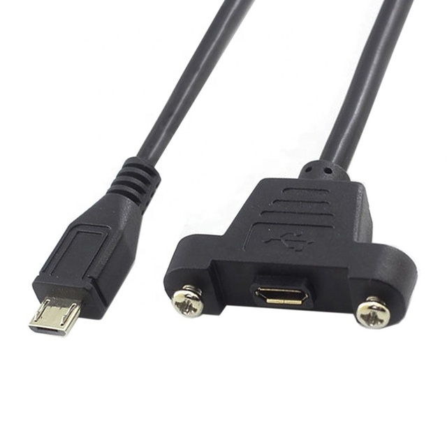 Screws Panel Mount Connector 1m 2.0 a Male to MICRO Female USB 2.0 Usb2.0 Extension Cable Cord 0.3m 0.5m
