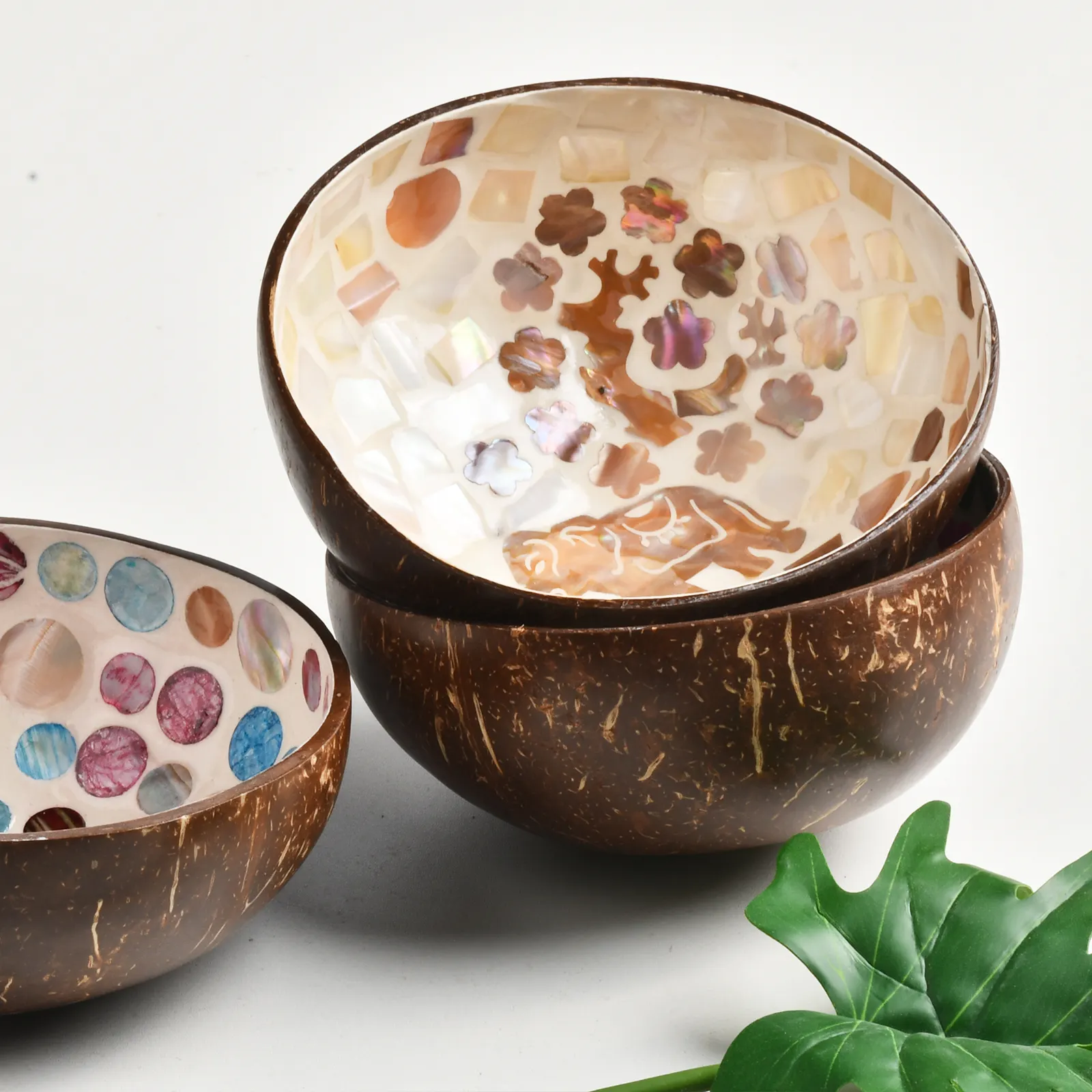 Vietnam esische Lack malerei Coco Bowls Handgemalte natürliche umwelt freundliche Holz salat Kokosnuss Geschirr für Home Storage Geschenk