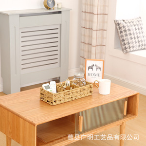 Woven Storage <b>Basket</b> <b>Square</b> Brown Handmade Desktop Organizer Office Use - Product Image 1