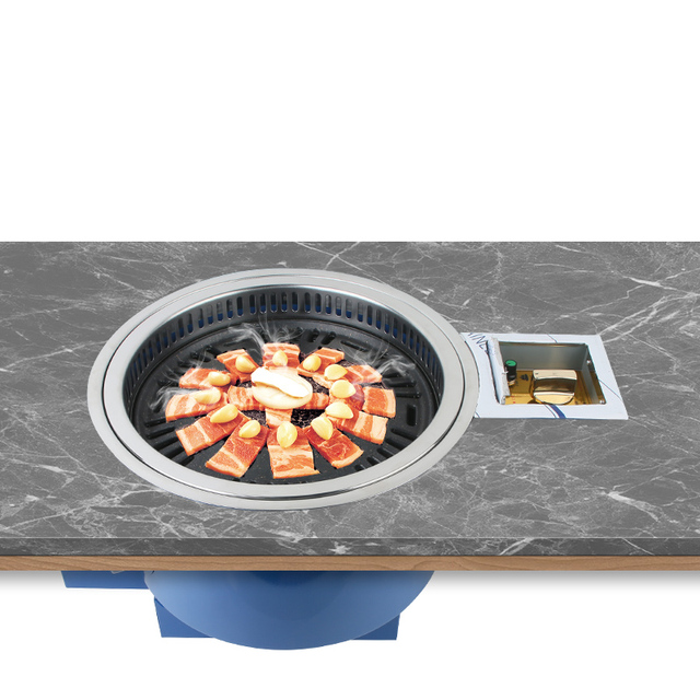 Commercial Indoor Smokeless Charcoal and Gas BBQ Grill Embedded BBQ Gas Charcoal Barbecue BBQ Grill for Restaurant