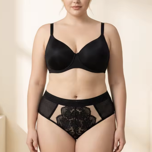 Braguitas de Cintura Alta con Cobertura Total para Mujer, Panel Frontal de Encaje, Tejido Suave de Spandex/Nylon para Adultos - Product Image 1