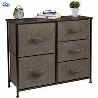 Commode à 6 tiroirs, tour de rangement en tissu, organisateur de placard industriel, unité de rangement avec cadre en métal et plateau en bois, commode de rangement pour chambre à coucher, couloir