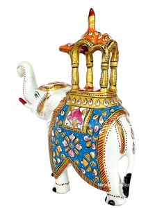 Meenakari-estatua de Metal hecha a mano de elefante de Ambabari, estatua de elefante pintada a mano para el hogar y la Oficina, mesa de exposición decorativa para interiores y exteriores - Product Image 3