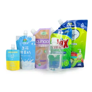 Customized logo clear reusable plastic jelly packaging for drinks juice packing stand up spout pouch bag