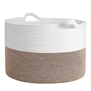 Panier à cordes en coton pliable, nouveauté, XXL, extra-large, vente en gros, faible quantité minimale de commande de rangement tissé, jouets, linge, avec poignée