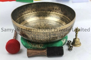Cuencos Tibetanos Cantores Grandes, Acabado Bronce de Tono Profundo, Recuerdo Metálico para Sanación de Chakras, Prácticas Espirituales y Religiosas, Grabado - Product Image 3