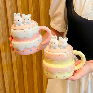Emballage de boîte-cadeau d'anniversaire de tasse en céramique de lapin tridimensionnel coréen mignon - Product Image 1