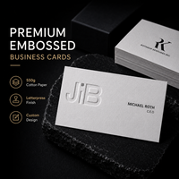 Cartes de visite personnalisées en papier Euler 550 g/m², impression typographique, cartes épaisses de luxe avec logo en relief