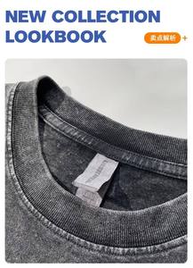 T-shirt personnalisé surdimensionné vintage uni 100% coton pour homme, délavé à la pierre et à l'acide, pour impression - Product Image 2