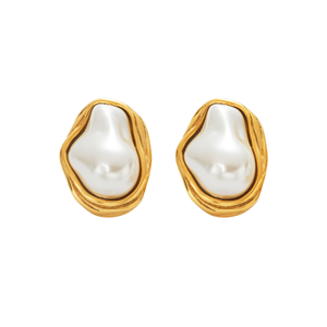 Boucles d'oreilles clous de luxe minimalistes vintage en forme de cœur avec serti clos, en acier inoxydable plaqué or 18 carats, pour femme, cadeau, de l'usine OEM - Product Image 1