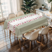 Nappe carrée anti-rayures à motif floral vert clair RNPT, nappe rectangulaire anti-poussière, couvre-table pour fête et événement