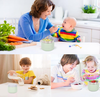 Tarro de comida al vacío con aislamiento térmico para niños de 12oz y 16oz, contenedor de almuerzo a prueba de fugas de boca ancha de acero inoxidable para viajes escolares