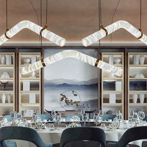 Zeal Lighting, candelabro de mármol con luz colgante de alabastro de diseño minimalista moderno italiano para sala de estar - Product Image 3