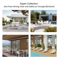 Conjunto de Comedor Comercial de Aluminio, Mesa de Piedra Sinterizada y Silla Apilable con Asiento Acolchado, Muebles de Exterior para Hotel y Restaurante