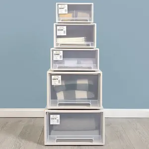 Clothes Drawer Type Transparent White Storage Cabinet Multi-layer Combination Plastics Storage Cabinet Drawers