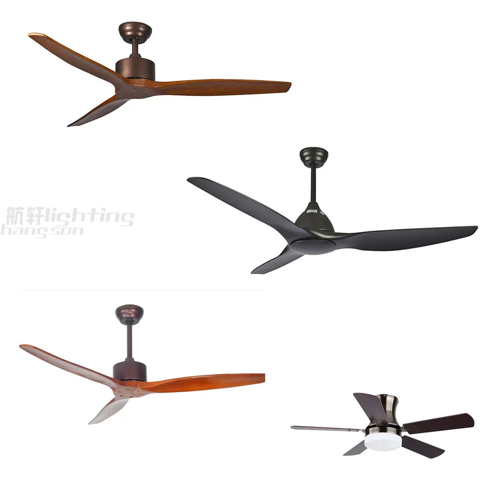 52'' home decorative hotel ceiling fans black blade modern remote control led lamp wood ceiling fan