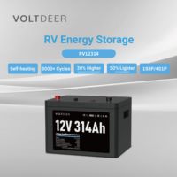 Batterie portable LiFePO4 Voltdeer RV12314 pour extérieur, 314Ah, alimentation d'urgence 12.8V, protection IP65, coque métallique, pour camping-car