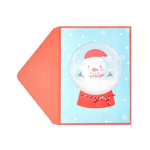 时尚雪人雪地球 3D 卡，手工制作的圣诞定制贺卡与泡沫