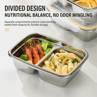 Bento Box RVS Lunchbox Magnetronbestendig Vriesvakbestendig Koreaanse stijl Verwarmbaar 2 compartimenten BPA-vrij School